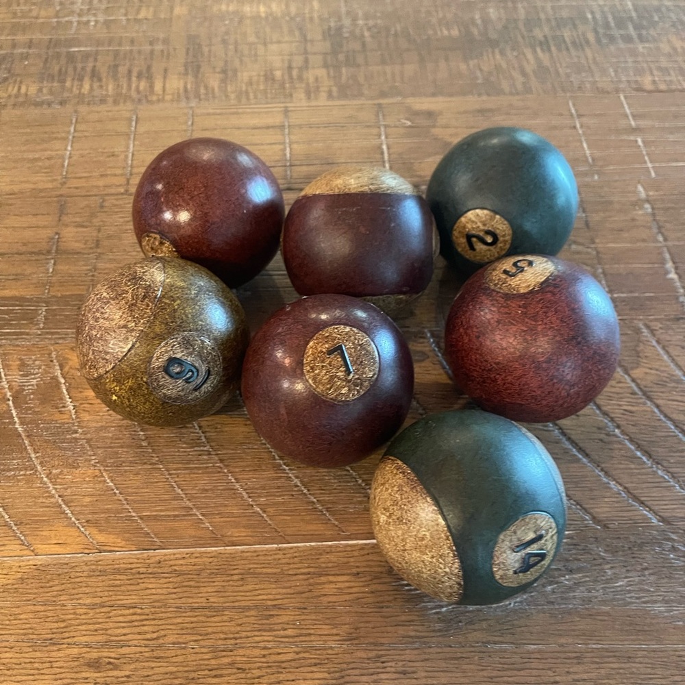 Vintage Style Wooden Pool Ball Set